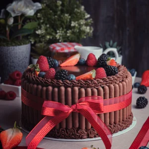 CHOCOLATE MOUSSE FINGER CAKE WITH BERRIES