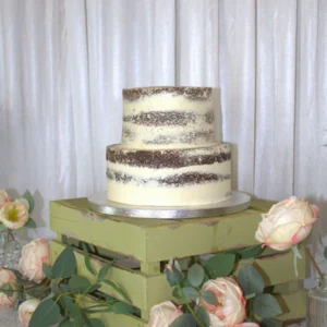 TWO TIER NAKED CHOCOLATE AND VANILLA WEDDING CAKE