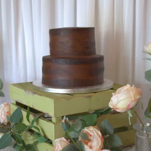 TWO TIER NAKED CHOCOLATE WEDDING CAKE